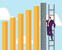 Business benchmark measurement, KPI, key performance indicator to evaluate success, improvement or business growth concept vector