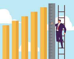 Business benchmark measurement, KPI, key performance indicator to evaluate success, improvement or business growth concept vector