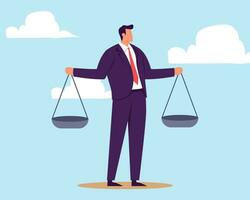 Comparison advantage and disadvantage, integrity or honest truth, pros and cons or measurement, judge or ethical, decision or balance concept vector