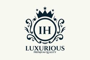 Initial  Letter IH Royal Luxury Logo template in vector art for luxurious branding  vector illustration.