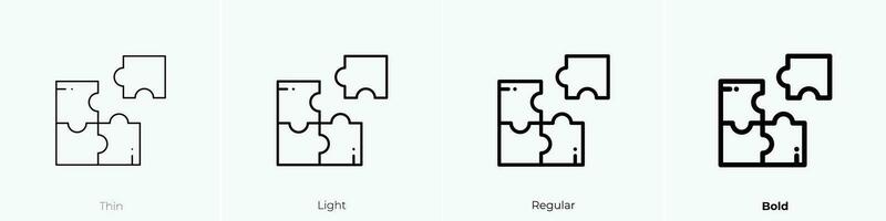 puzzle icon. Thin, Light, Regular And Bold style design isolated on white background vector