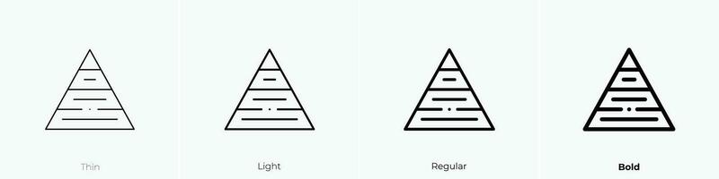 pyramid chart icon. Thin, Light, Regular And Bold style design isolated on white background vector