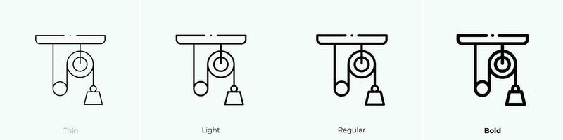 polea icono. delgado, luz, regular y negrita estilo diseño aislado en blanco antecedentes vector