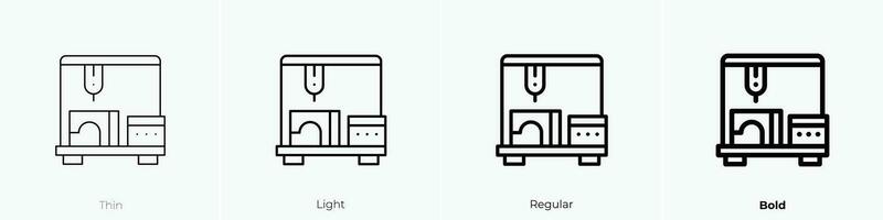 printer icon. Thin, Light, Regular And Bold style design isolated on white background vector