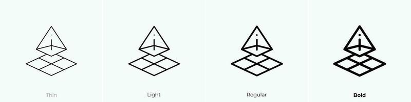 pyramid icon. Thin, Light, Regular And Bold style design isolated on white background vector