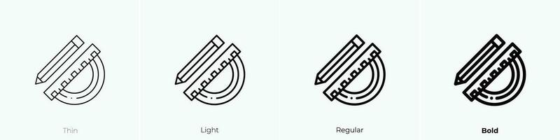 protractor icon. Thin, Light, Regular And Bold style design isolated on white background vector