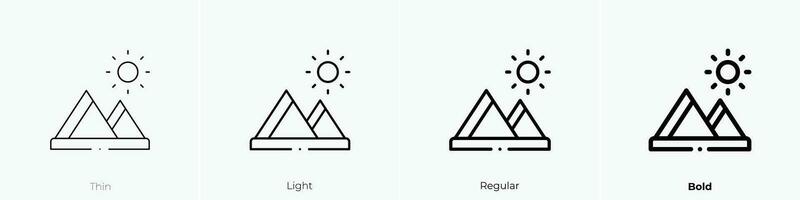 pyramid icon. Thin, Light, Regular And Bold style design isolated on white background vector