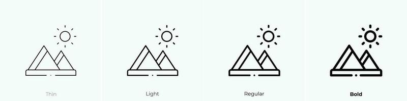 pyramid icon. Thin, Light, Regular And Bold style design isolated on white background vector