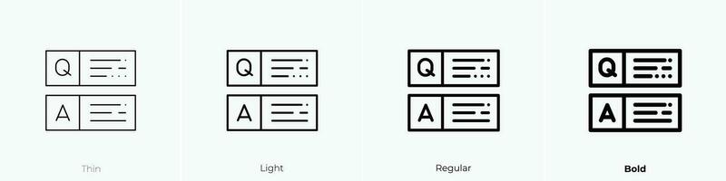 qa icon. Thin, Light, Regular And Bold style design isolated on white background vector