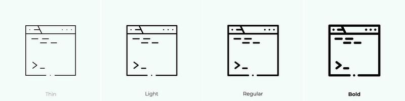 programación icono. delgado, luz, regular y negrita estilo diseño aislado en blanco antecedentes vector