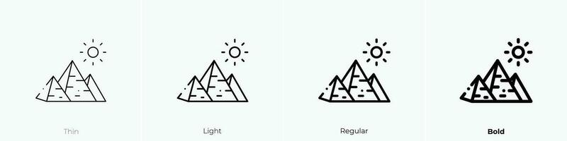 pyramids icon. Thin, Light, Regular And Bold style design isolated on white background vector