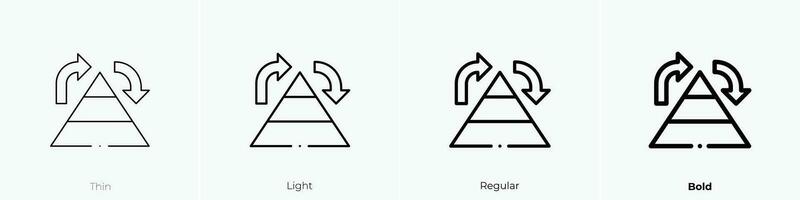 pyramid chart icon. Thin, Light, Regular And Bold style design isolated on white background vector