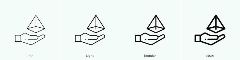 pyramid icon. Thin, Light, Regular And Bold style design isolated on white background vector