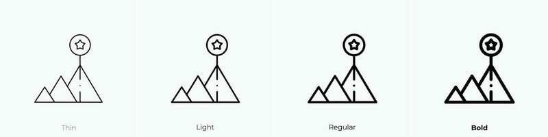 pyramid chart icon. Thin, Light, Regular And Bold style design isolated on white background vector