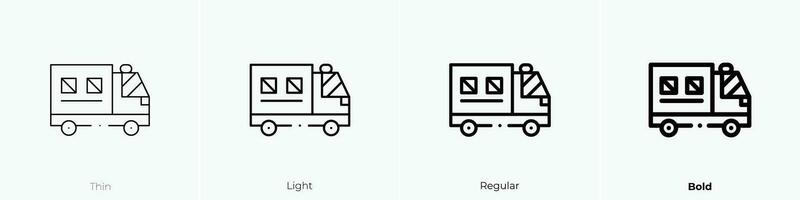 prison bus icon. Thin, Light, Regular And Bold style design isolated on white background vector