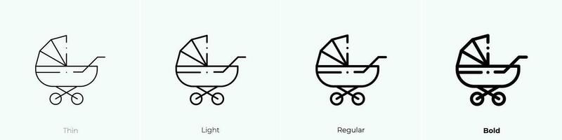 pushchair icon. Thin, Light, Regular And Bold style design isolated on white background vector