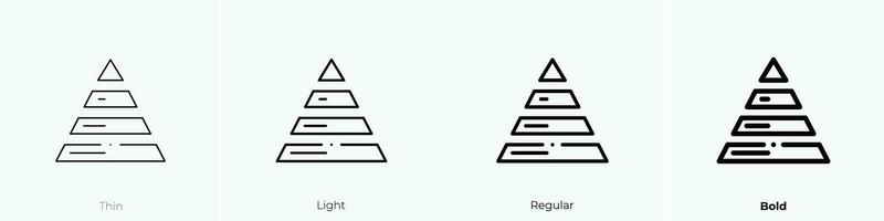 pirámide gráfico icono. delgado, luz, regular y negrita estilo diseño aislado en blanco antecedentes vector