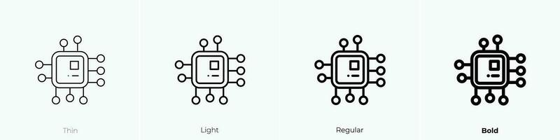 processor icon. Thin, Light, Regular And Bold style design isolated on white background vector