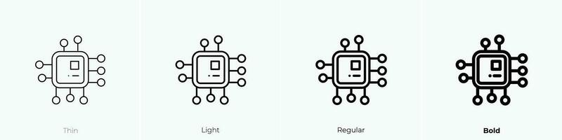 procesador icono. delgado, luz, regular y negrita estilo diseño aislado en blanco antecedentes vector