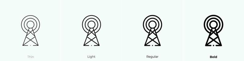 radio antenna icon. Thin, Light, Regular And Bold style design isolated on white background vector