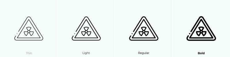 radiation sign icon. Thin, Light, Regular And Bold style design isolated on white background vector