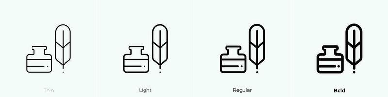 quill icon. Thin, Light, Regular And Bold style design isolated on white background vector