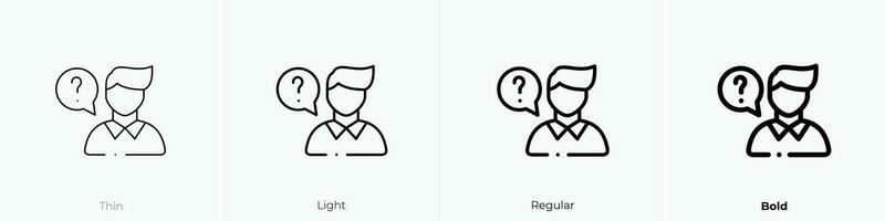 questions icon. Thin, Light, Regular And Bold style design isolated on white background vector