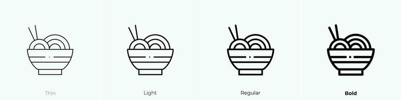 ramen icon. Thin, Light, Regular And Bold style design isolated on white background vector