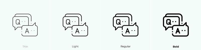question icon. Thin, Light, Regular And Bold style design isolated on white background vector