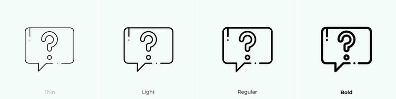 question icon. Thin, Light, Regular And Bold style design isolated on white background vector