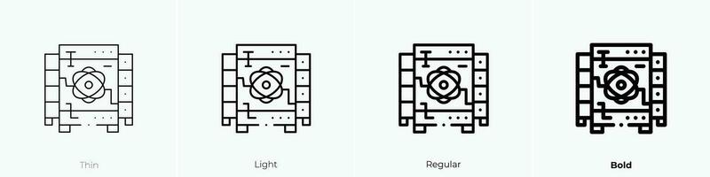 cuántico icono. delgado, luz, regular y negrita estilo diseño aislado en blanco antecedentes vector