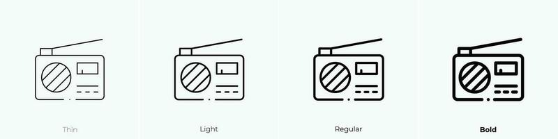 radio icon. Thin, Light, Regular And Bold style design isolated on white background vector