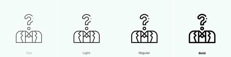 question icon. Thin, Light, Regular And Bold style design isolated on white background vector