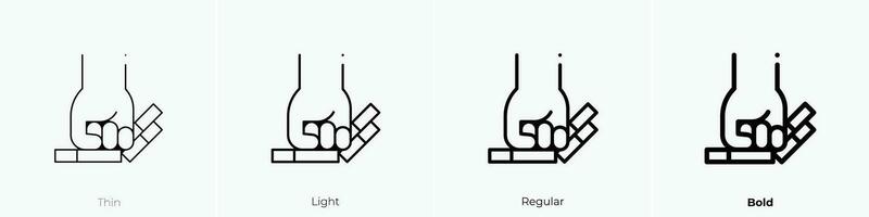 dejar de fumar icono. delgado, luz, regular y negrita estilo diseño aislado en blanco antecedentes vector