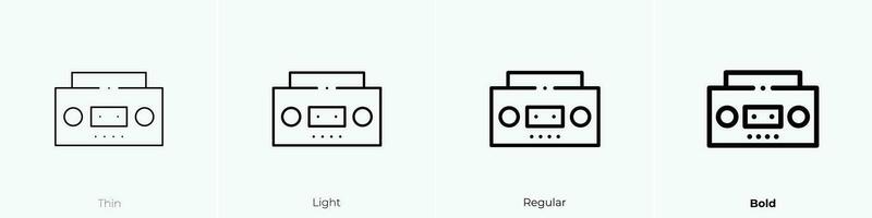 radio casete icono. delgado, luz, regular y negrita estilo diseño aislado en blanco antecedentes vector