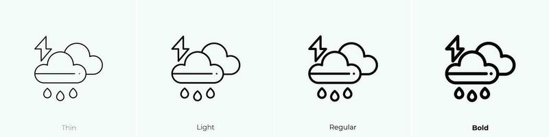 lluvia icono. delgado, luz, regular y negrita estilo diseño aislado en blanco antecedentes vector