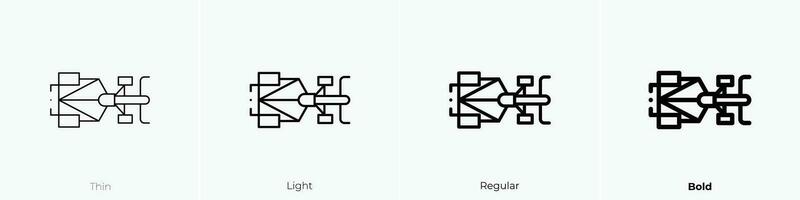 carreras coche icono. delgado, luz, regular y negrita estilo diseño aislado en blanco antecedentes vector