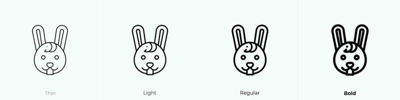 rabbit icon. Thin, Light, Regular And Bold style design isolated on white background vector