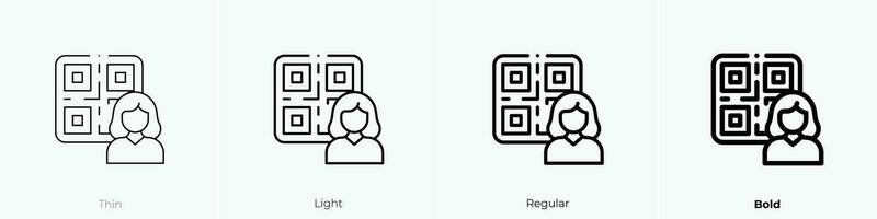 qr code icon. Thin, Light, Regular And Bold style design isolated on white background vector