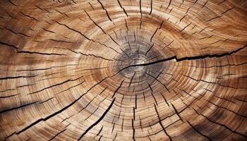 Old tree trunk with concentric tree rings in a forest generated by AI photo