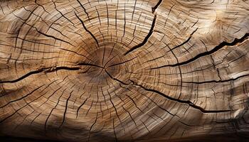 Weathered tree trunk with concentric rings tells the story of time generated by AI photo