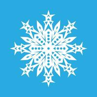 Vector illustration. White snowflake icon on a blue background. Winter