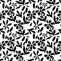 Seamless pattern with black floral. vector