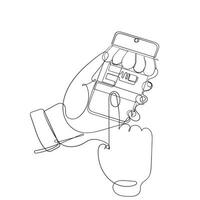continuous line drawing mobile store illustration vector