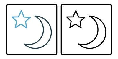 crescent moon and star icon. line icon style. simple vector design editable