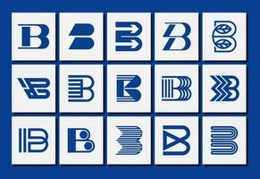 Set of geometric line abstract letter B logo design vector