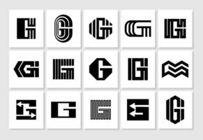 Collection of modern flat line shape letter G logo design vector