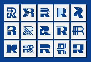 Minimalist abstract line letter R logo branding design set vector