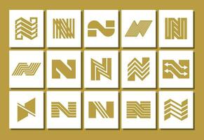 Bundle of geometric line abstract letter N logo design vector