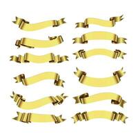 set of golden ribbons vector